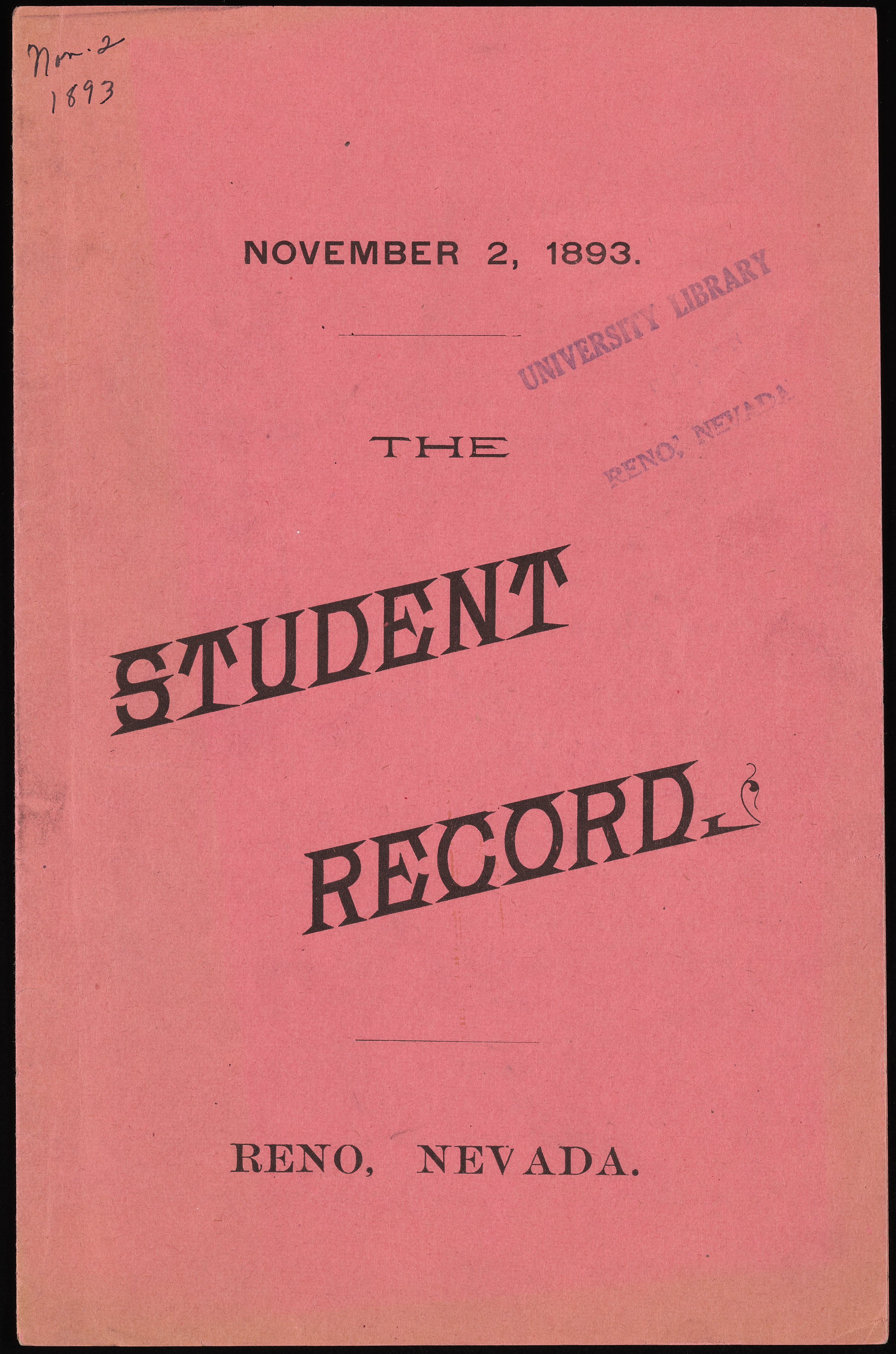 The Student Record, 1893-11-02