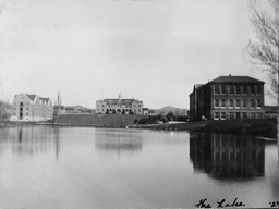 Manzanita Lake, Artemisia Hall, Lincoln Hall, and Frandsen Humanities, 1929