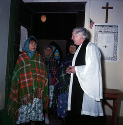 Gareth Hughes (Brother David) and members of his congregation