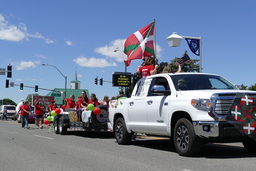 Zazpiak Bat Reno Basque Dancers marching at the 39th Annual Basque Festival Parade in Winnemucca