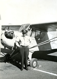 Air Force College Detachment Cadets flight instructor and plane, Sky Ranch, 1944