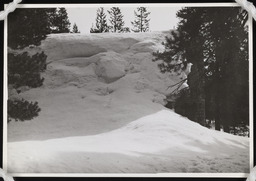 Large cornice of snow on roof at Soda Springs Station, copy 2
