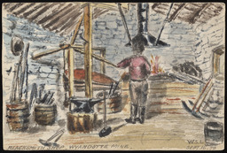 Sketchbook 3, page 08, "Blacksmith Shop, Wyandotte Mine"