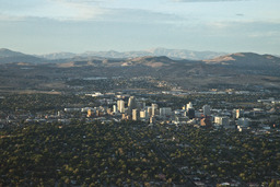 Aerial view of downtown Reno at dusk, 2010