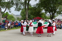 Dancers in circle at 2021 Basque Festival in Elko