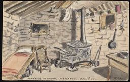 Sketchbook 3, page 06, "Interior of Cabin, Tickaboo"