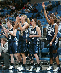 Women's basketball players celebrating, University of Nevada, 2005