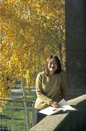 Students on campus, Noble H. Getchell Library, 2005