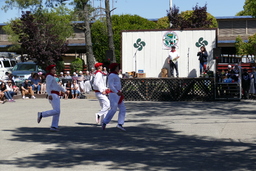 Basque dancers performing Banako near stage