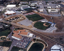 Aerial view of the athletic complex and the School of Medicine, 2000