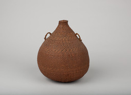 Water jar with spherical body tapering to a constricted neck and slightly flattened base