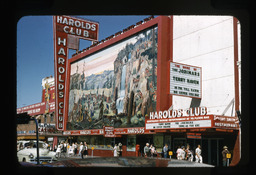 Harolds Club mural and neon sign