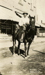 A cowboy on horseback