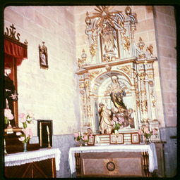Church altar, white and gold