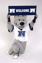 Wolfie with a welcome sign, 2004