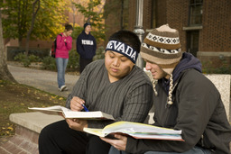 Students on campus, Quad, fall 2008