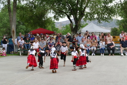 Very young dancers in circle at 2021 Basque Festival in Elko