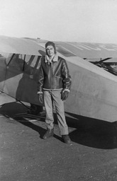 Air Force College Detachment Cadet and plane, Sky Ranch, 1944