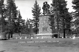 Pioneer Donner monument, California U.S. 40, circa 1930s