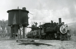 Southern Pacific narrow gauge Locomotive No. 18 at the water tank (1950)