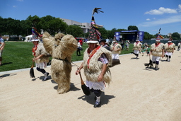 Joaldunak procession with hartza, side view 1