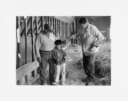 Portrait of Daniel McDonald, Steven James, and Steven's grandson Jimmie Bryan, Dresslerville