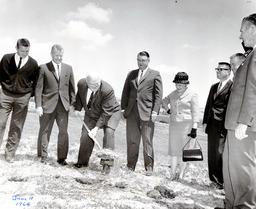 Glenn "Jake" Lawlor breaking ground for the new Mackay Stadium, University of Nevada, 1964