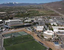 Aerial view of the athletics and medical complexes, 2009
