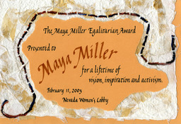 Maya Miller Egalitarian Award, February 11, 2003