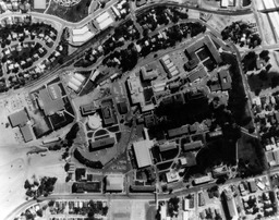 Aerial view of campus, ca. 1970