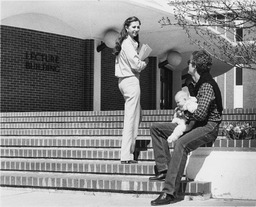 Students on campus, Schulich Lecture Hall, 1979