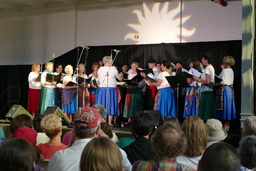 Biotzetik Basque Choir in colorful costume, near shot