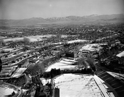 Aerial view of campus, ca. 1955