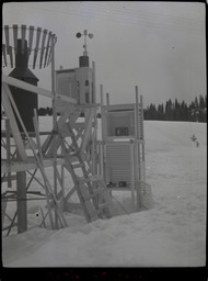 Open equipment shelter on snow monitoring station 