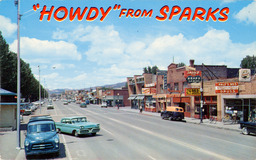 Color postcard of Sparks, Nevada, circa 1955