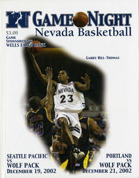 Men's basketball program cover, University of Nevada, 2002