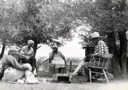 Tim Hooper, Nellie Hooper, Peg Wheat and others at a recording session