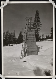 Snow gauge on tower with ladder, copy 2