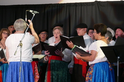 Biotzetik Basque Choir in colorful costume, closeup