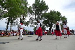 Young dancers walking in circle at 2021 Basque Festival in Elko