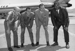 James Bradshaw, Tom Kalmanir, Stan Heath, and Marion Motley, University of Nevada, 1960