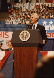 Photograph of Paul Laxalt at a rally, Circa 1986