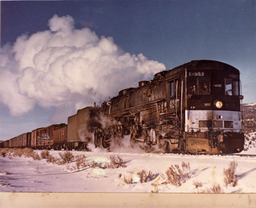Southern Pacific Locomotive No. 4247 southbound near Madeline (1956)