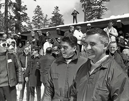 Photograph of Paul Laxalt and Ronald Reagan, Heavenly Ski Resort, 1967