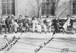 Students on campus, engineering students, Mackay School of Mines, 1929