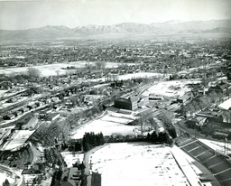 Aerial view of Mackay Stadium (historic), ca. 1960