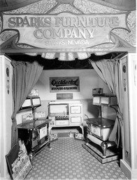Sparks Furniture Company exhibit, Transcontinental Highways Exposition, Reno, Nevada, 1927