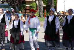 Five Basque dancers performing