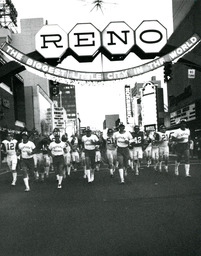Football team with coaches, University of Nevada, 1979