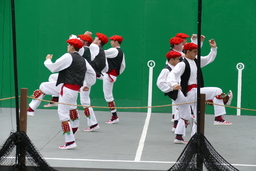 Oinkari male dancers, side view